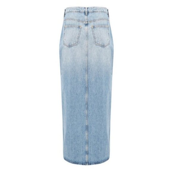 💕DEREK LAM 10 CROSBY Lu High Rise Denim Maxi Skirt Sutton Vintage Blue 28 NWT - Picture 10 of 16
